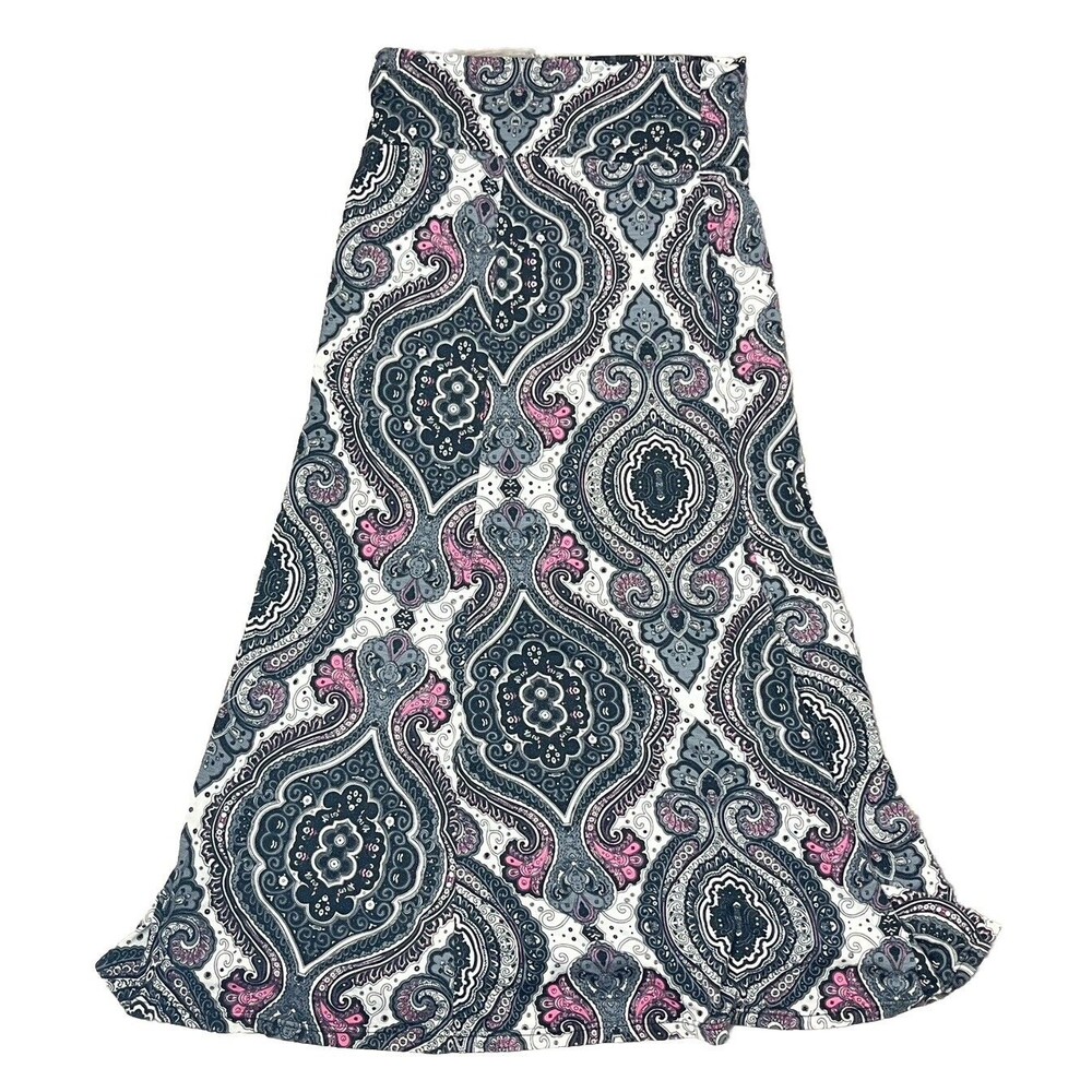 ShoSho Skirt Maxi Large XL High Waist Stretch Gray Pink Boho Hippie Festival